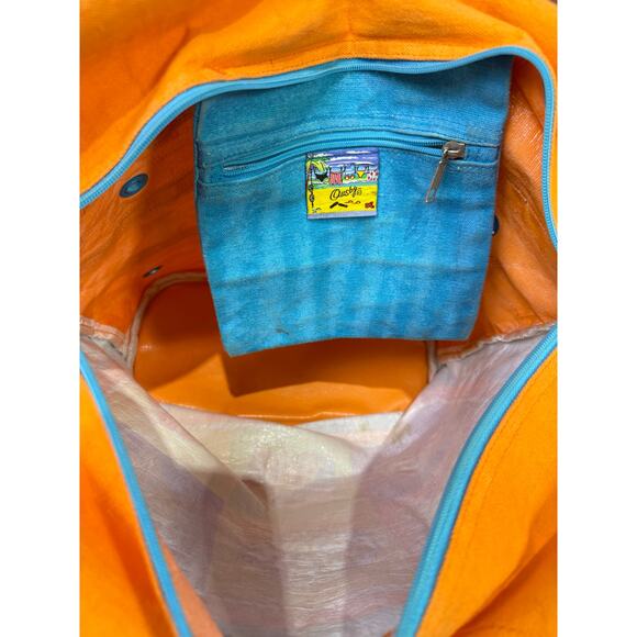 Anne Ormsby Surviving Stress Tote Washed Canvas Embroidered Shells Wood - Picture 15 of 16